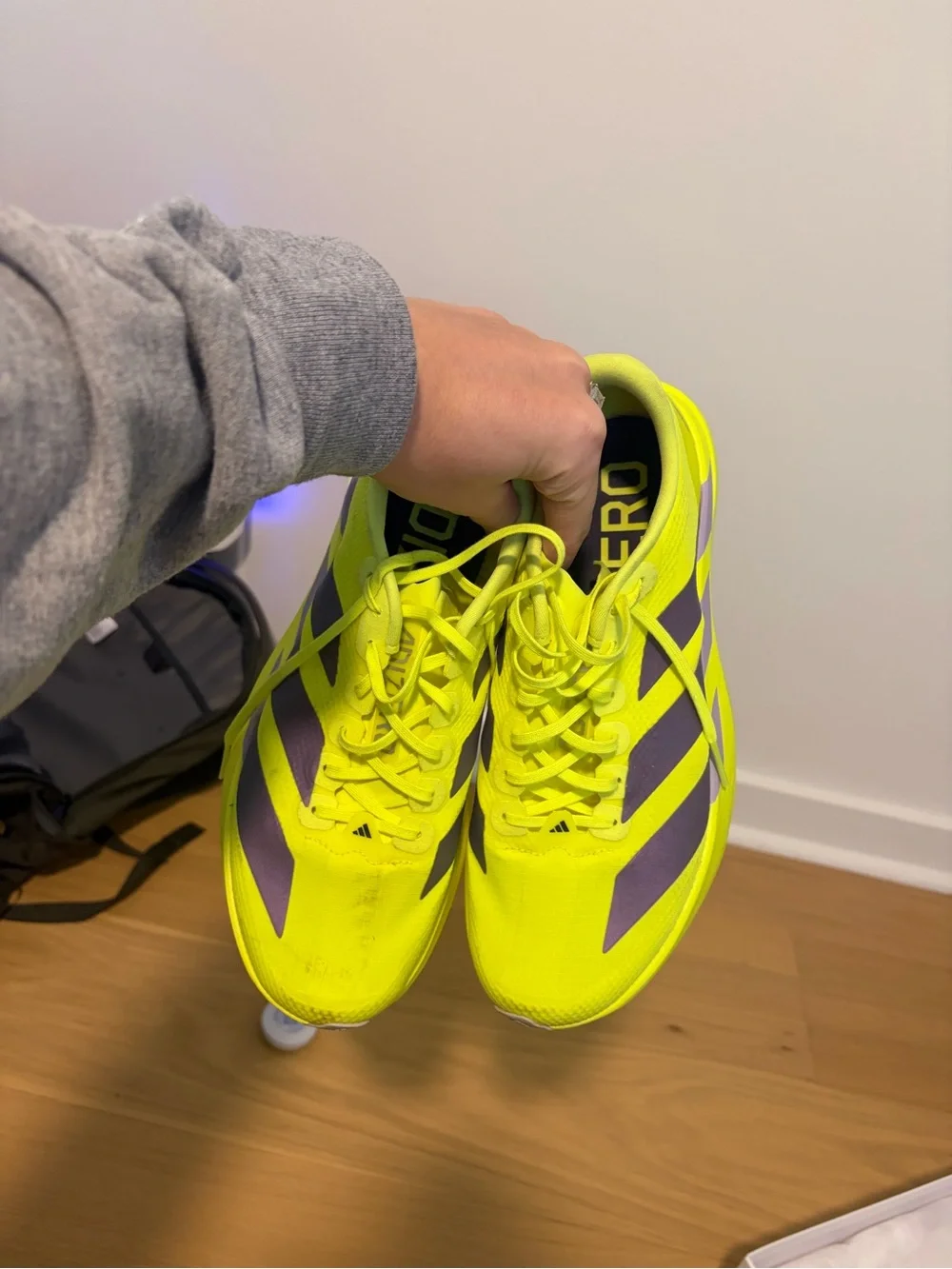 adidas Women's Adizero EVO SL Running Shoes Color: Solar Yellow/Aurora